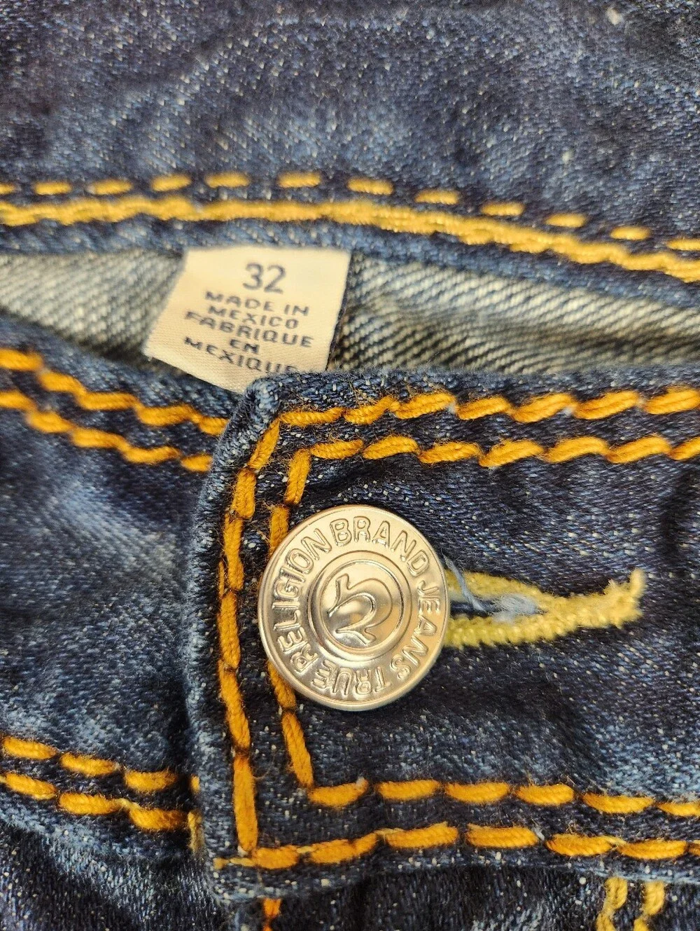 True Religion Mega t Straight Jeans Mens 32x34 Brown Thick Stitch Flap Pocket